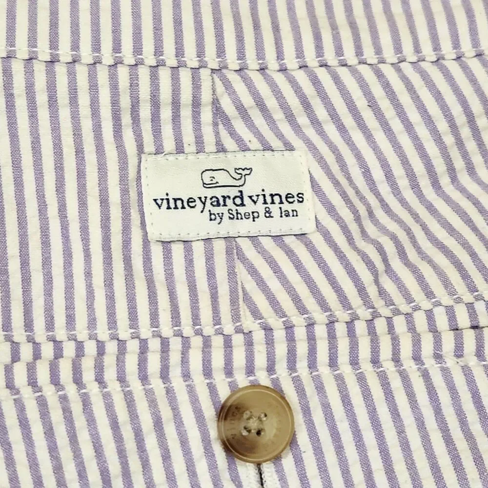 Vineyard Vines Seersucker Club Shorts Men's 34 Purple Striped Chino Preppy 9